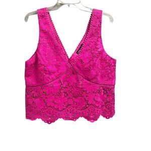 Generation Love Pink Lace Cropped Top Tank Style Blouse V-Neck Sz XL NEW